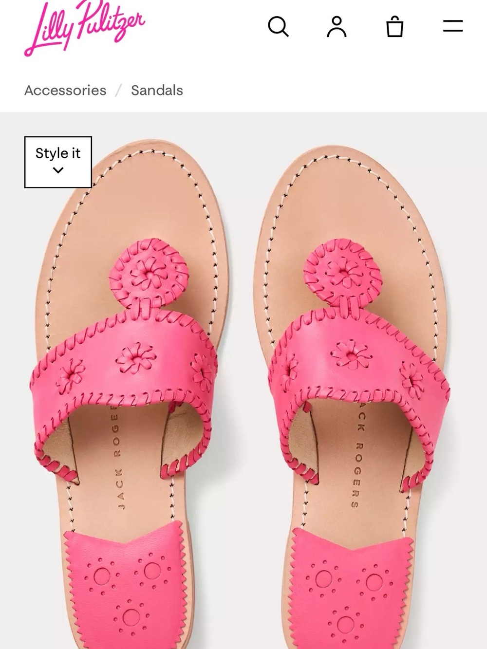 ‼️New Jack Rogers Pink Leather Flat Sandals